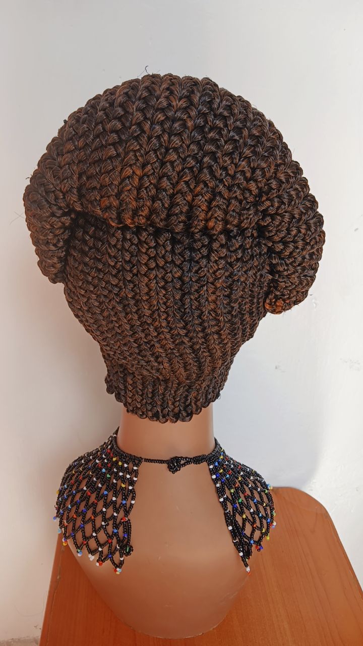 Sculpted Beehive Braided Wig — Auburn