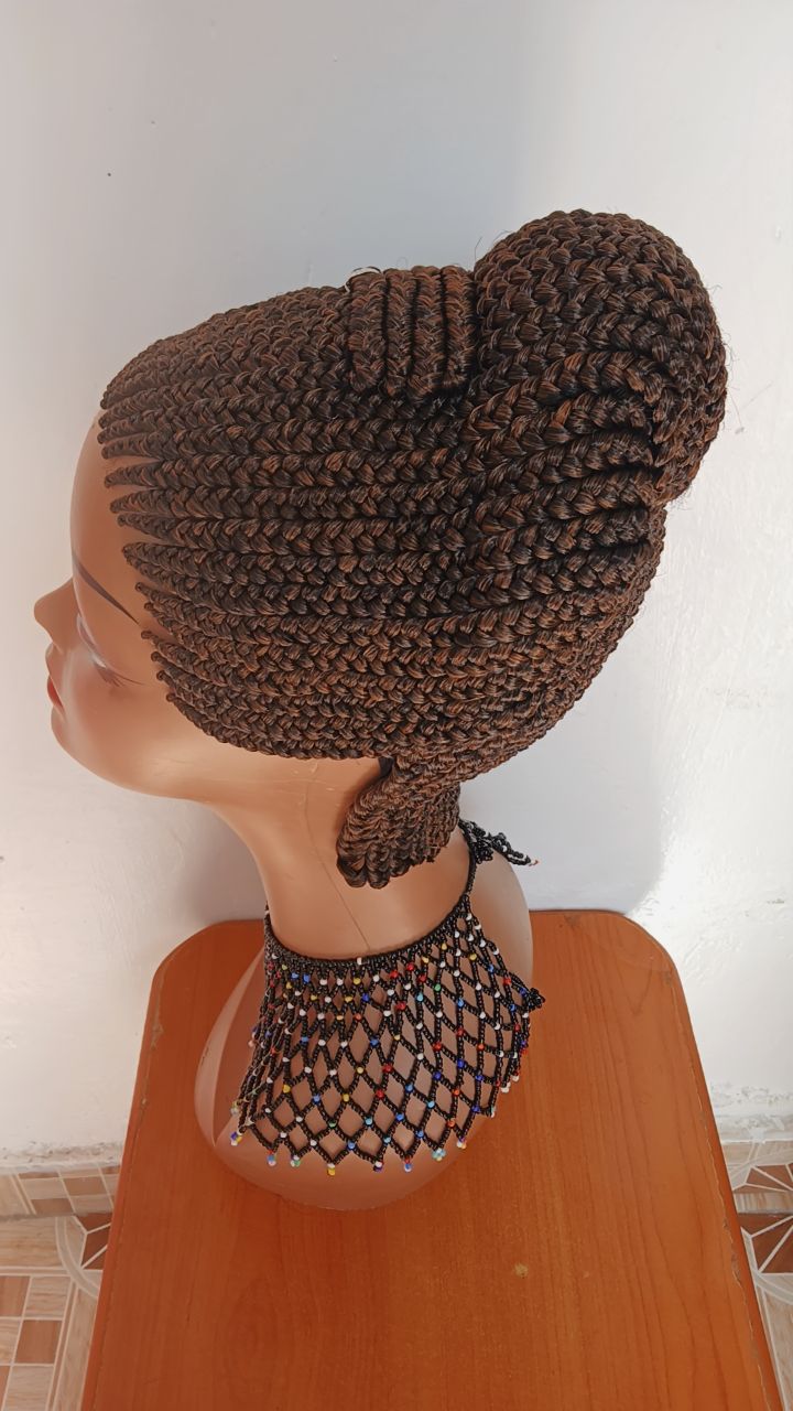 Sculpted Beehive Braided Wig — Auburn