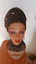 Sculpted Beehive Braided Wig — Auburn