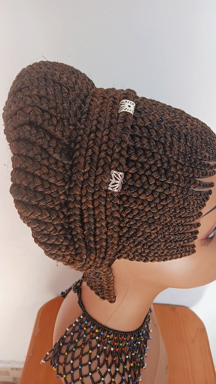 Sculpted Beehive Braided Wig — Auburn