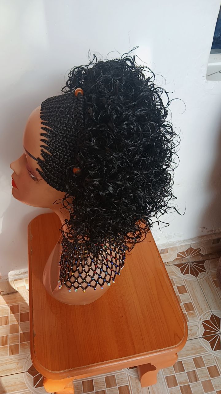 Curly Braided Wig — Beaded Crown