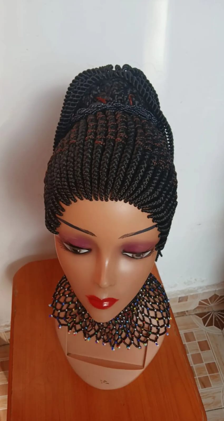 Spring Cornrow Pony Wig — Caramel & Black