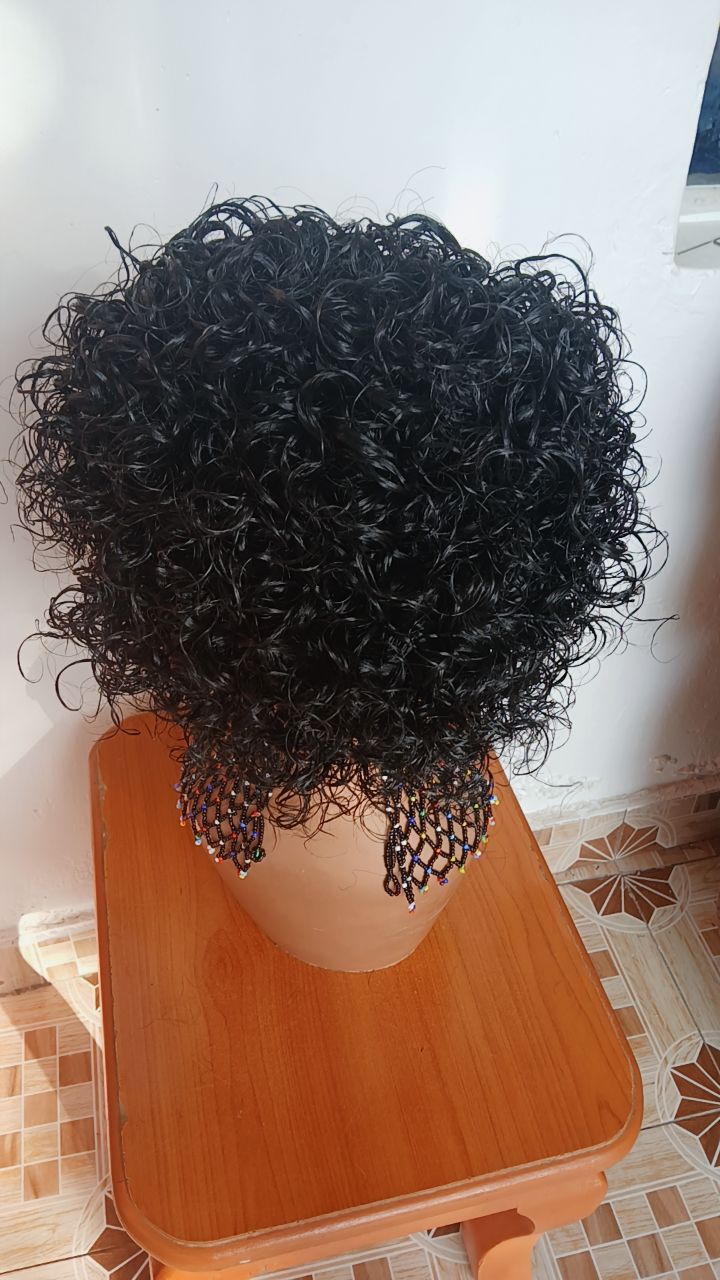 Curly Braided Wig — Beaded Crown