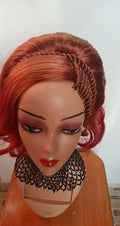 Side Braided Wavy Wig — Bright Red
