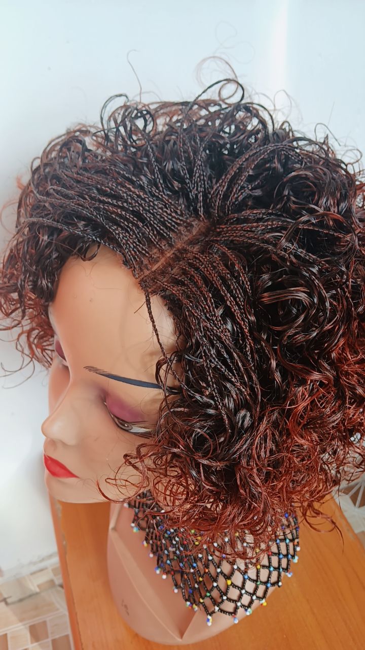 Curly Closure Braided Wig — Two-Tone Auburn