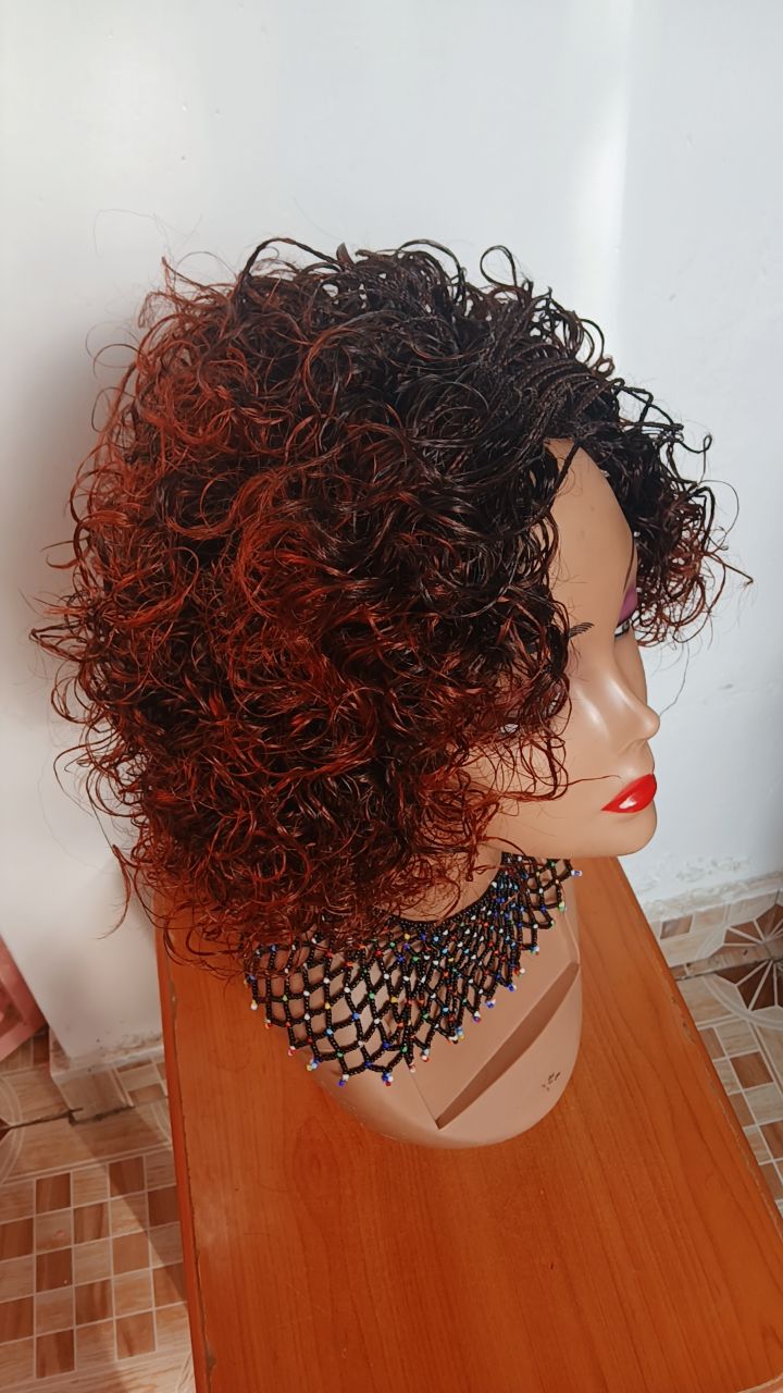 Curly Closure Braided Wig — Two-Tone Auburn