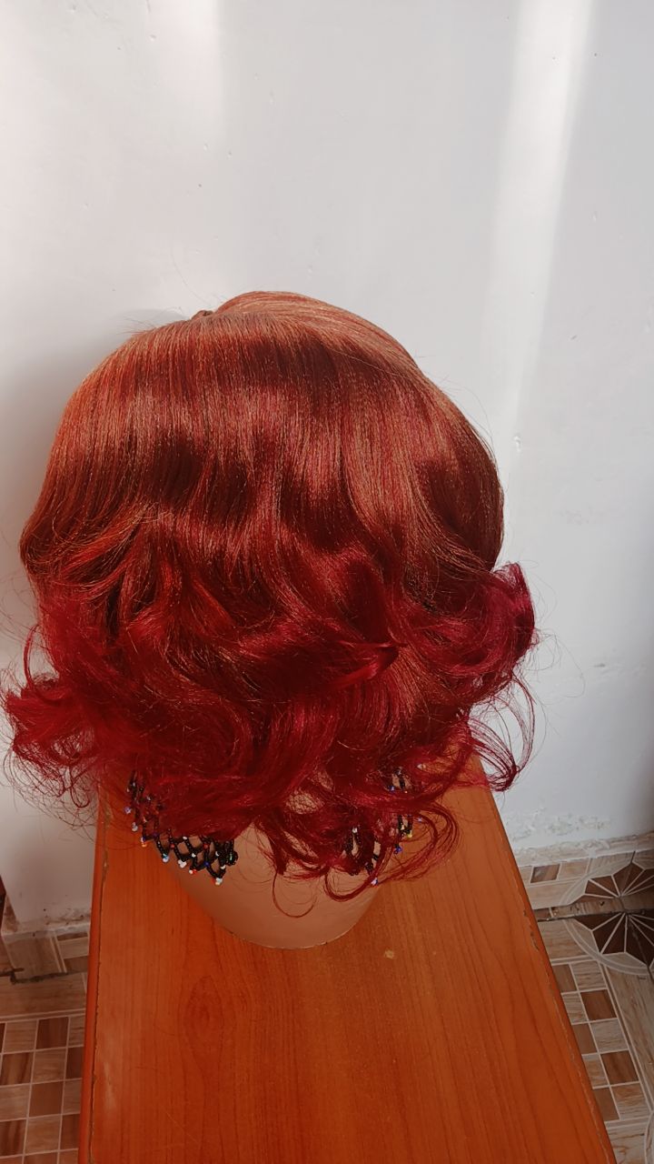 Side Braided Wavy Wig — Bright Red