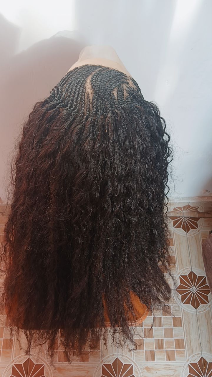 Long Curly Braided Wig — Lace Front Onyx