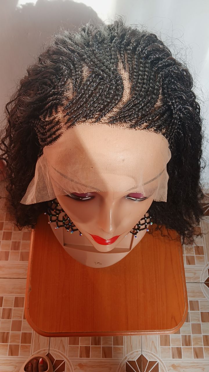 Long Curly Braided Wig — Lace Front Onyx