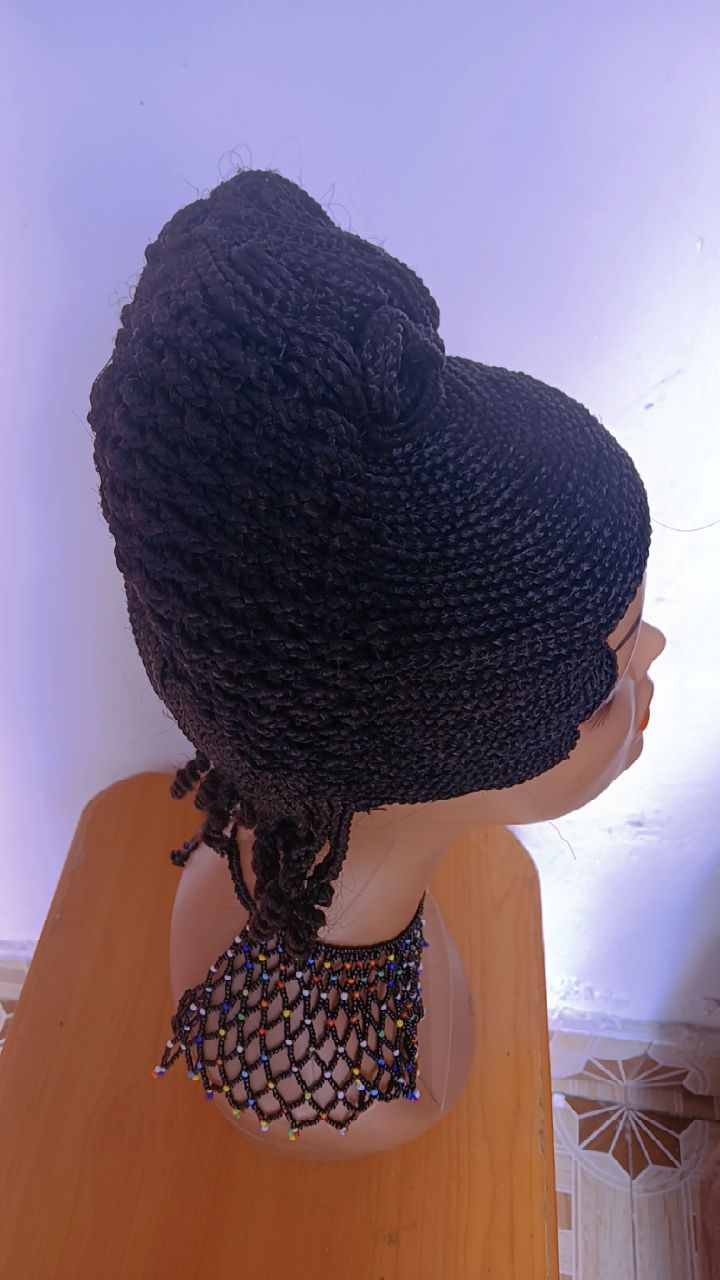 Beehive Crown Braided Wig — Onyx
