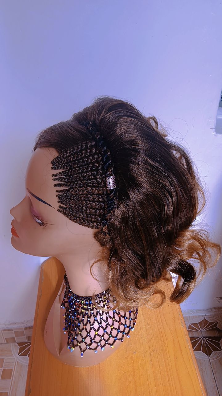 Side Braided Wavy Wig — Caramel Ombré
