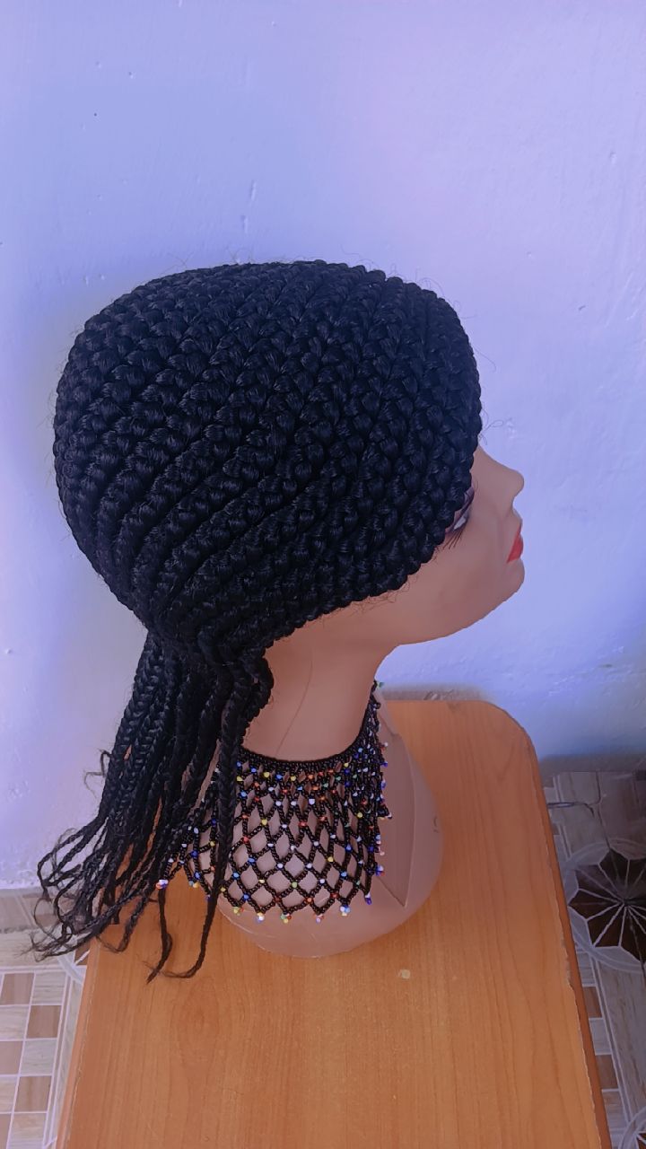 Sleek Cornrow Closure Braided Wig — Onyx