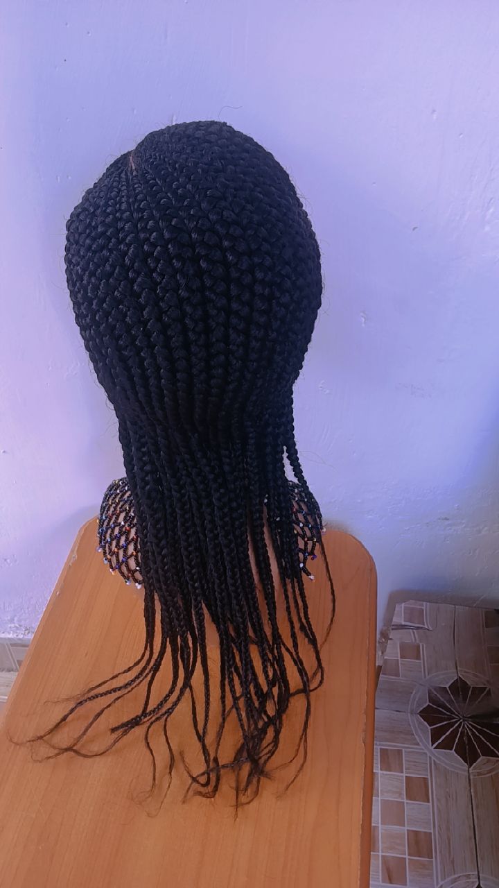 Sleek Cornrow Closure Braided Wig — Onyx