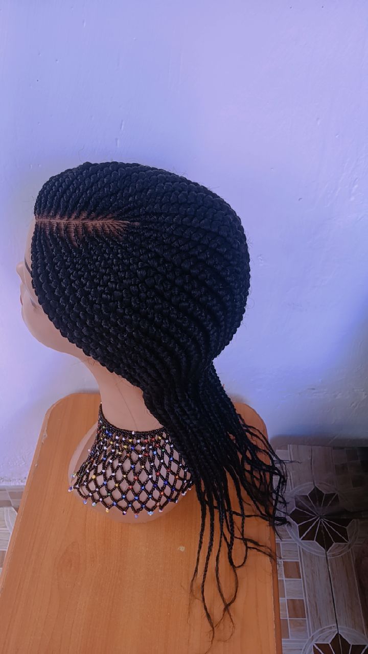Sleek Cornrow Closure Braided Wig — Onyx