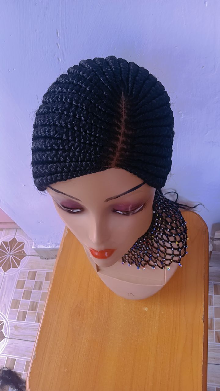 Sleek Cornrow Closure Braided Wig — Onyx