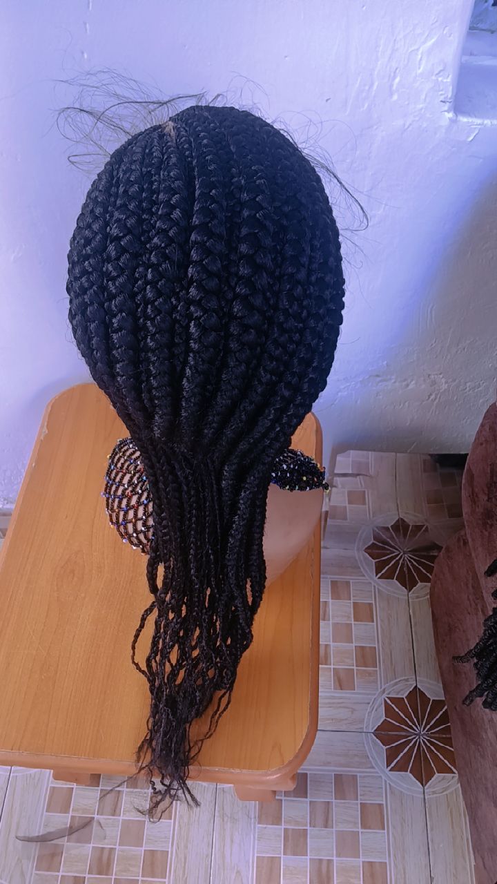 Side Parted Frontal Braided Wig — Onyx
