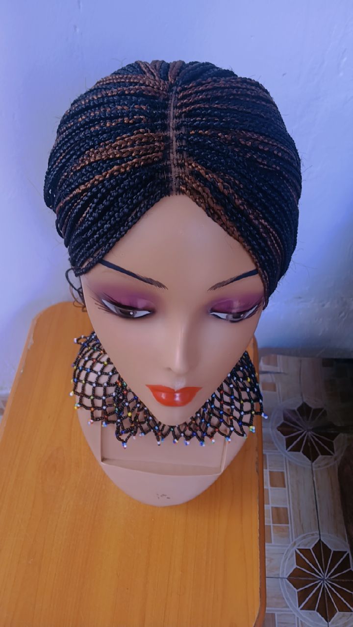Closure Ponytail Braided Wig — Two-Tone Auburn