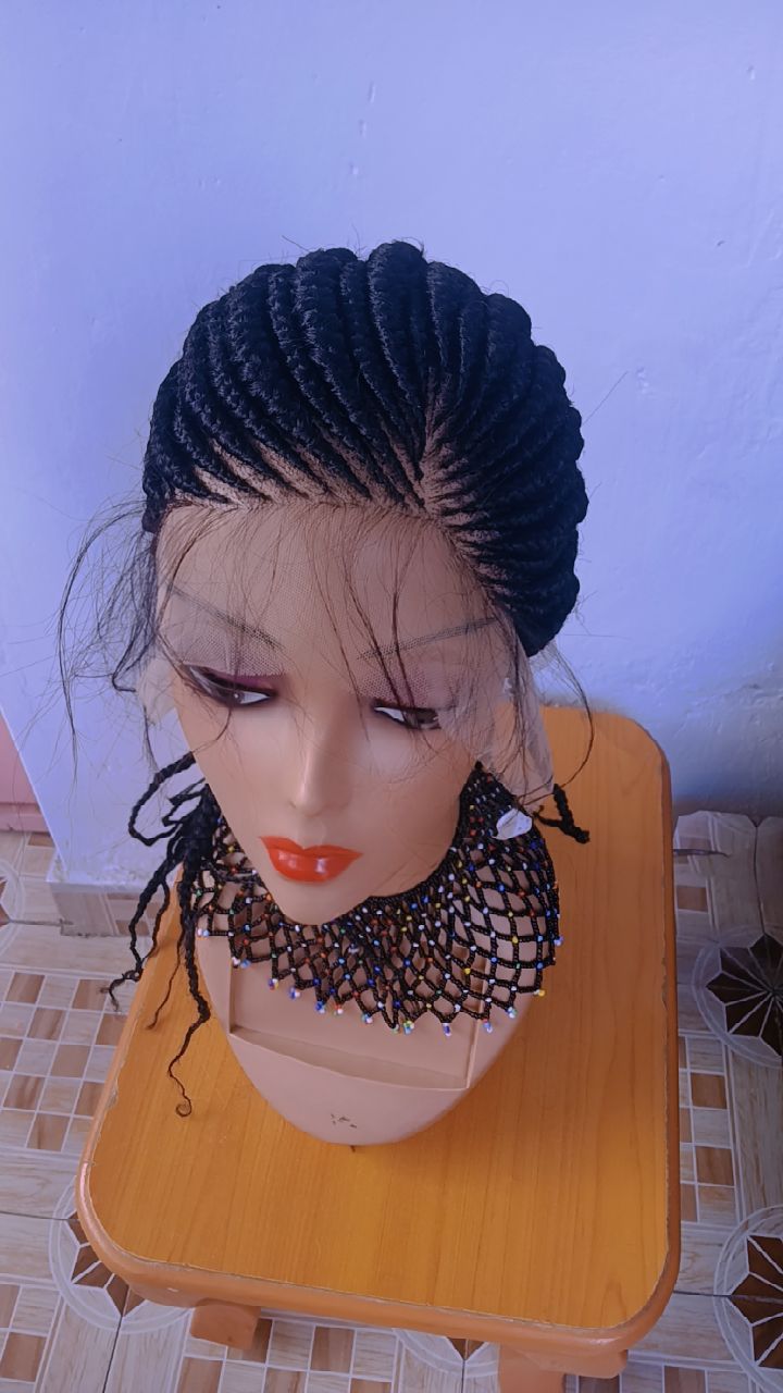Side Parted Frontal Braided Wig — Onyx