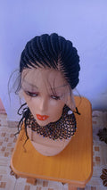Side Parted Frontal Braided Wig — Onyx