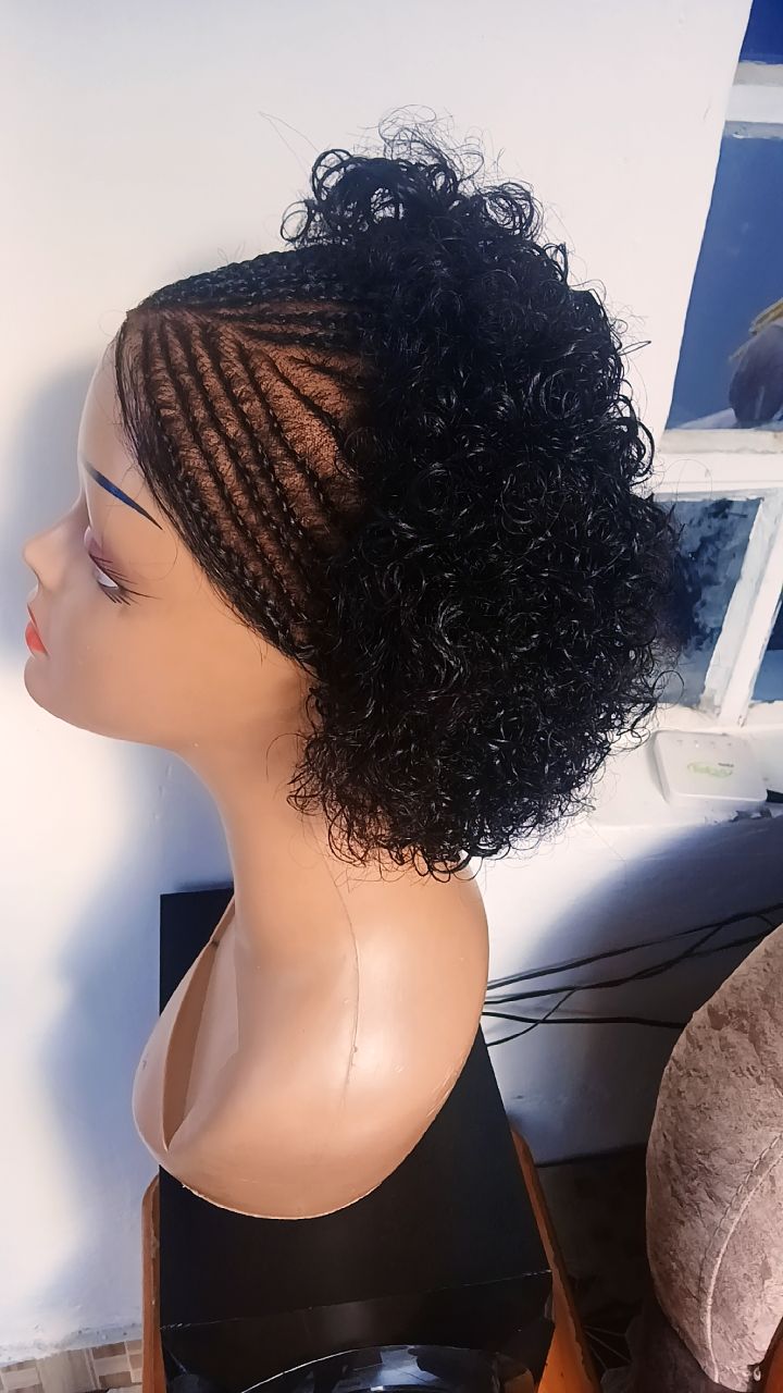Water Curl Braided Human Hair Wig