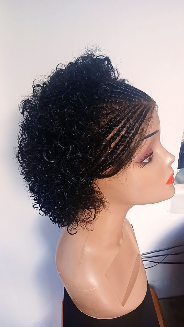 Water Curl Braided Human Hair Wig