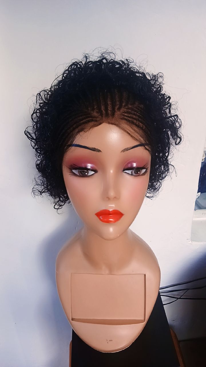 Water Curl Braided Human Hair Wig
