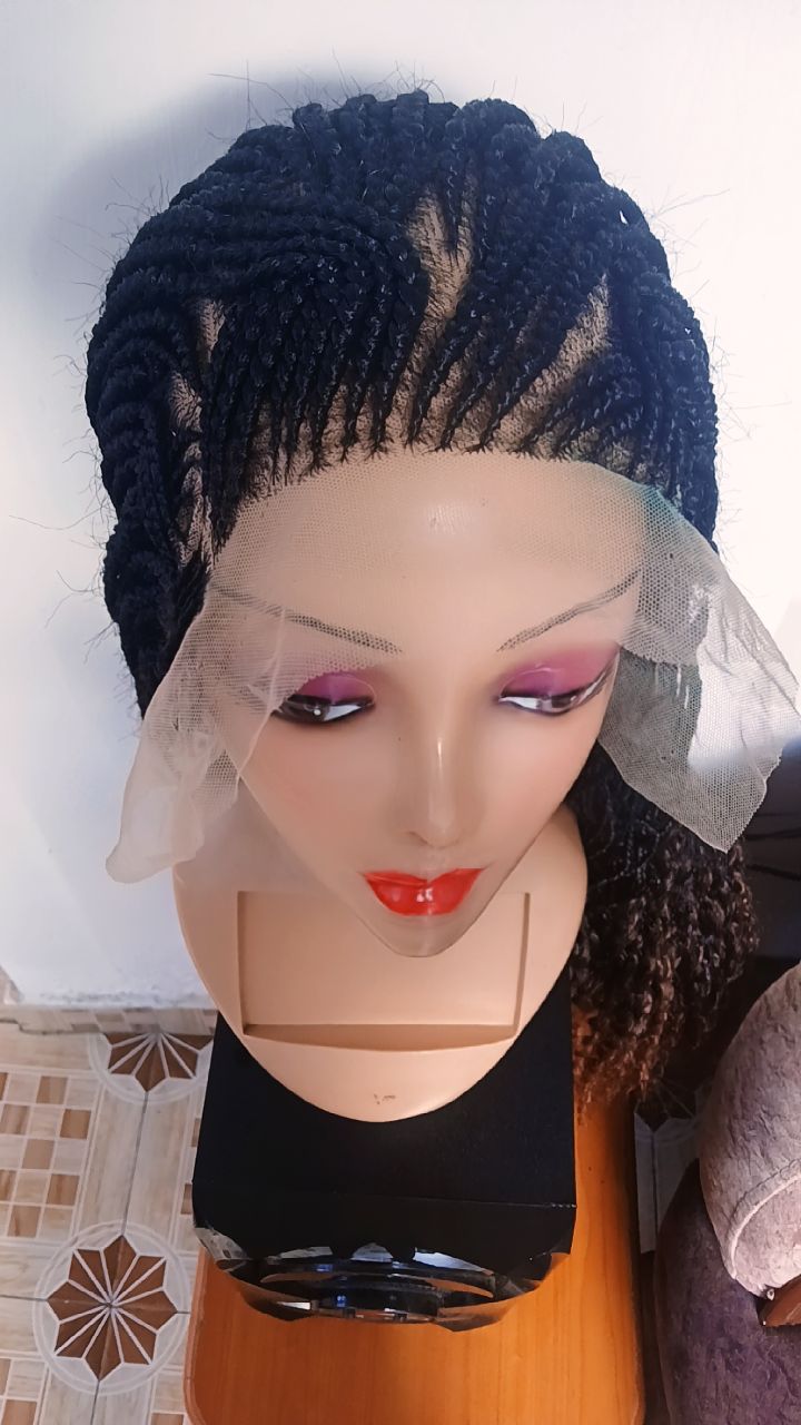 Boho Braided Lace Front Wig — Two-Tone Caramel Curly Ends