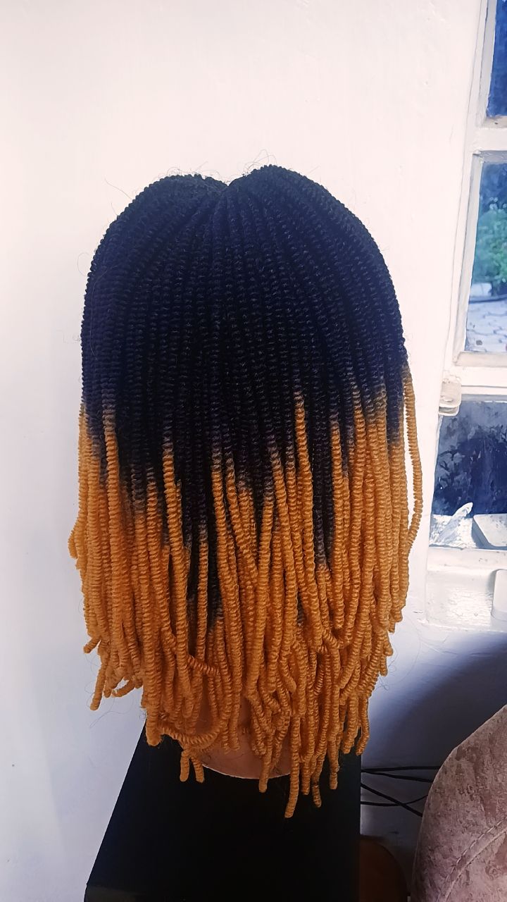 Spring Twist Bob Wig — Two-Tone Black &amp; Ginger Ombré