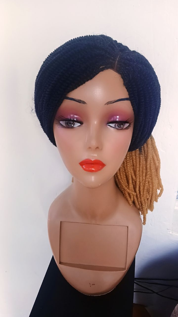 Spring Twist Bob Wig — Two-Tone Black &amp; Ginger Ombré