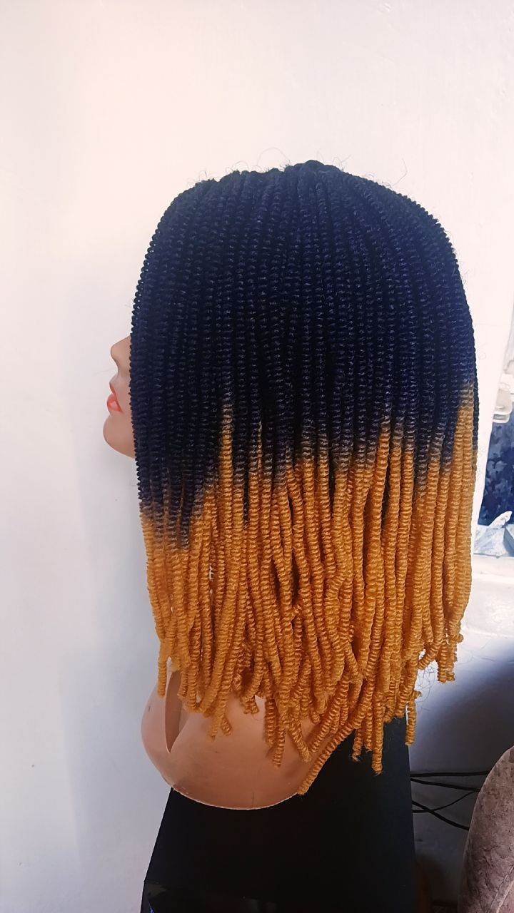 Spring Twist Bob Wig — Two-Tone Black &amp; Ginger Ombré