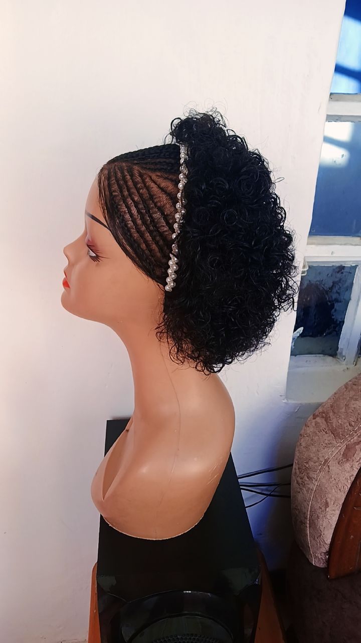 Water Curl Braided Human Hair Wig