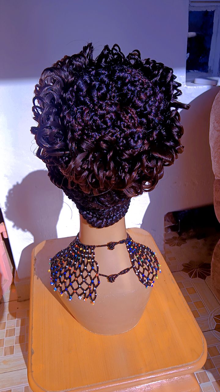 All-Up Curly Bun Cornrow Wig