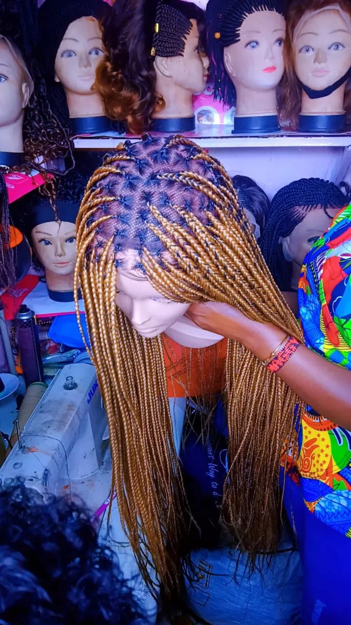 Human Hair Full Lace Braided Wig — Honey Blonde (Pre-Order)