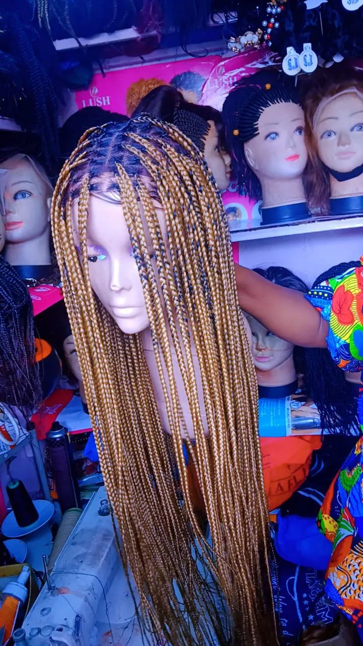 Human Hair Full Lace Braided Wig — Honey Blonde (Pre-Order)
