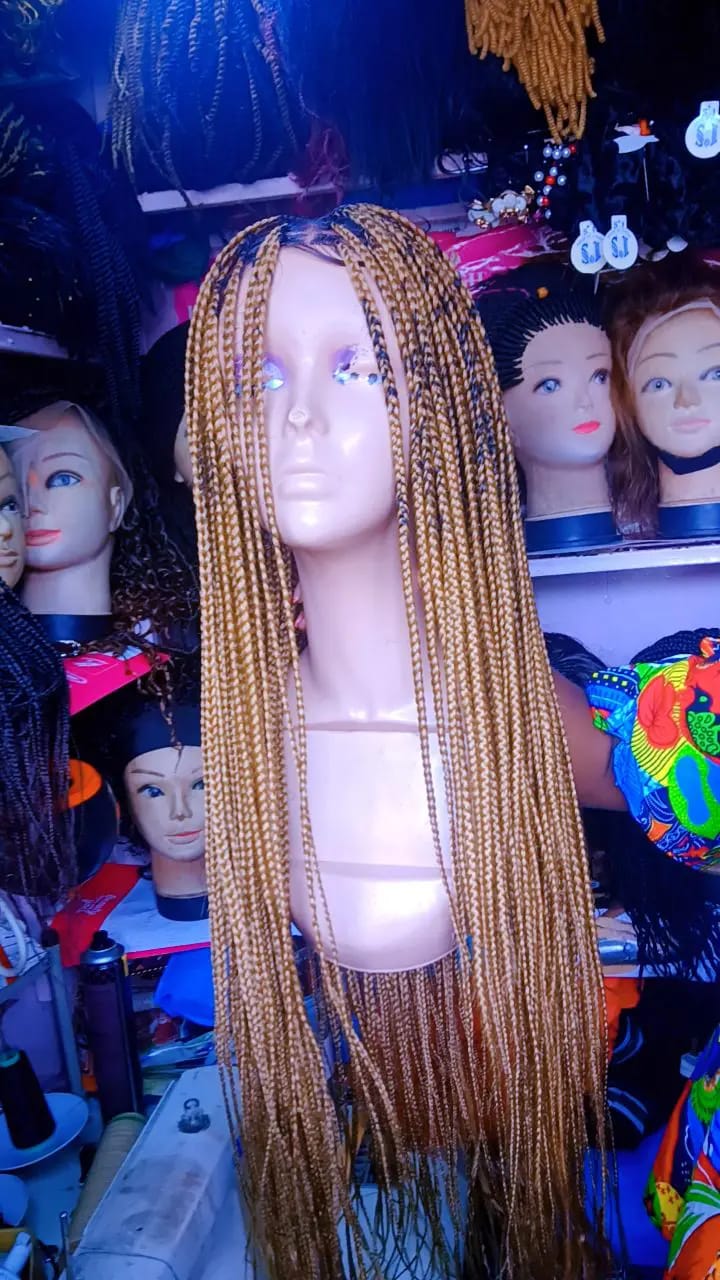 Human Hair Full Lace Braided Wig — Honey Blonde (Pre-Order)