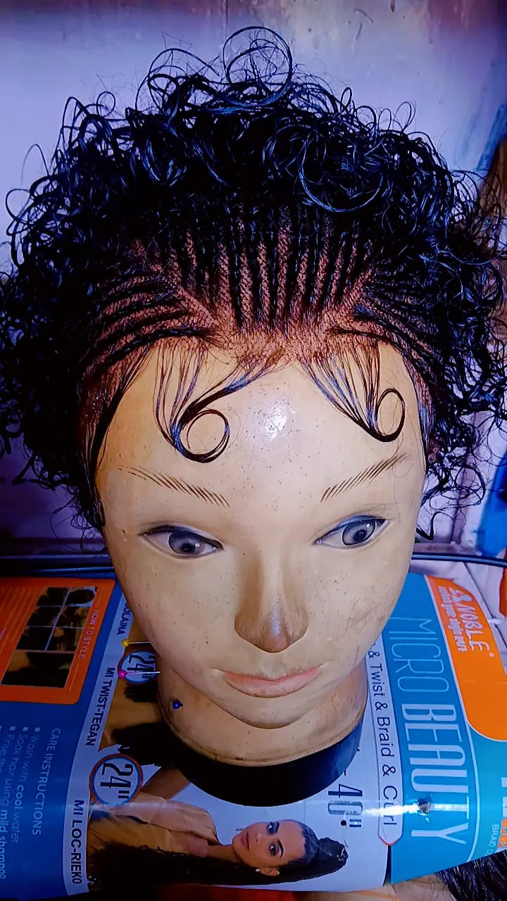 Water Curl Frontal Braided Wig — Cornrow Crown