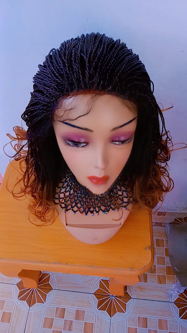 Full Lace Twisted Pony Tail Wig — Two-Tone Copper Ombré