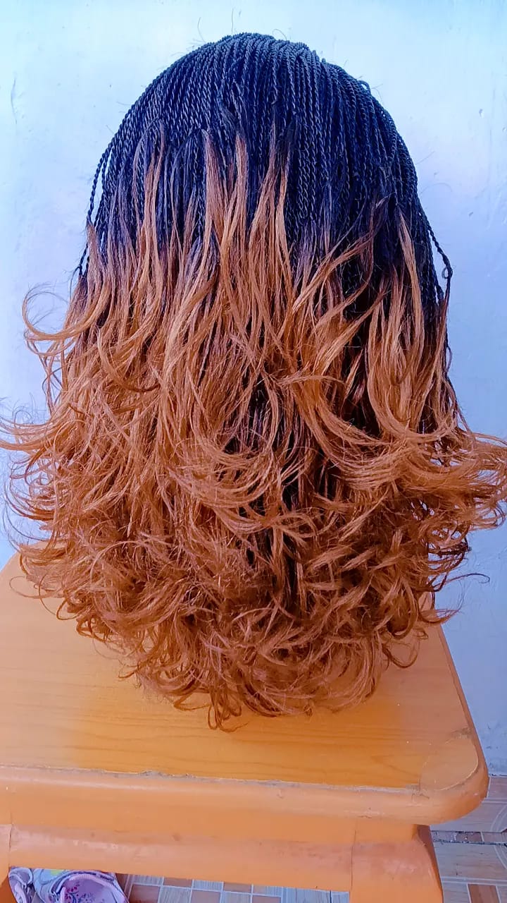 Full Lace Twisted Pony Tail Wig — Two-Tone Copper Ombré