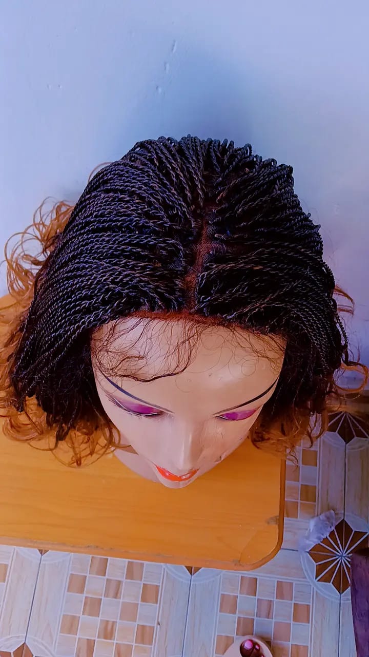 Full Lace Twisted Pony Tail Wig — Two-Tone Copper Ombré