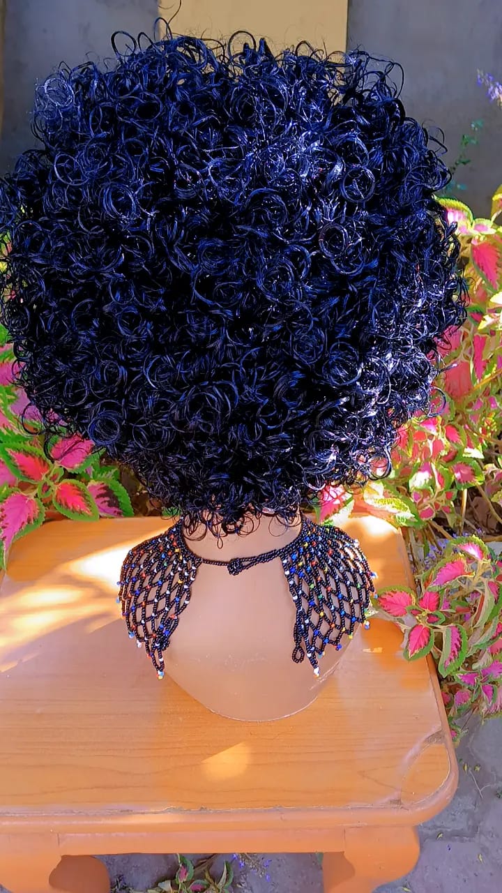 Curly Braided Wig — Beaded Crown