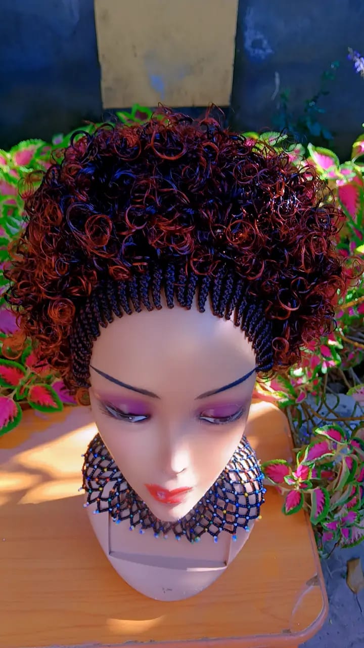 Curly Braided Wig — Beaded Crown