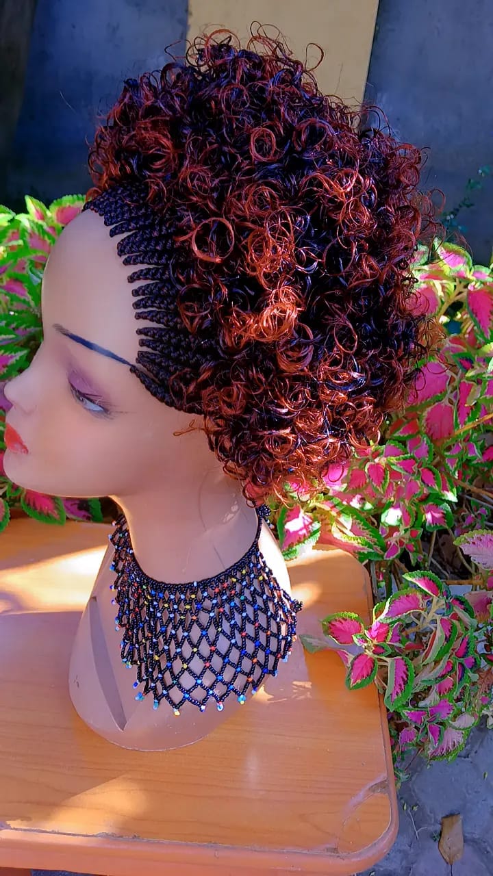 Curly Braided Wig — Beaded Crown