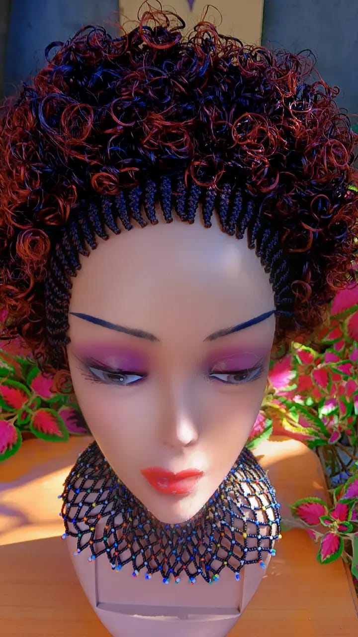 Curly Braided Wig — Beaded Crown