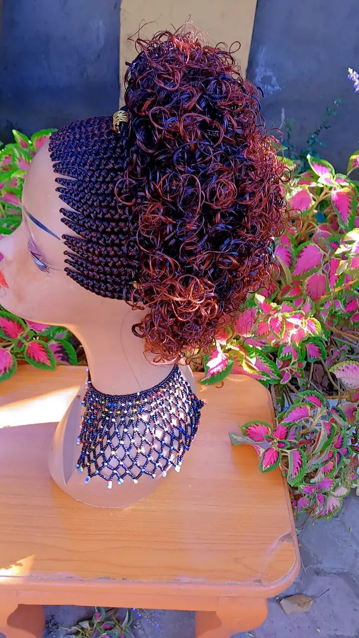 Curly Braided Wig — Beaded Crown