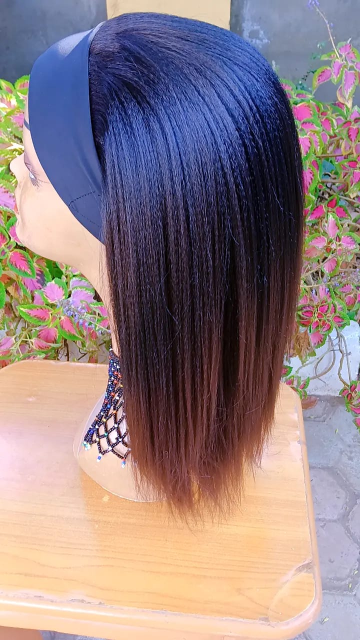 Kinky Straight Headband Wig — Copper Ombré