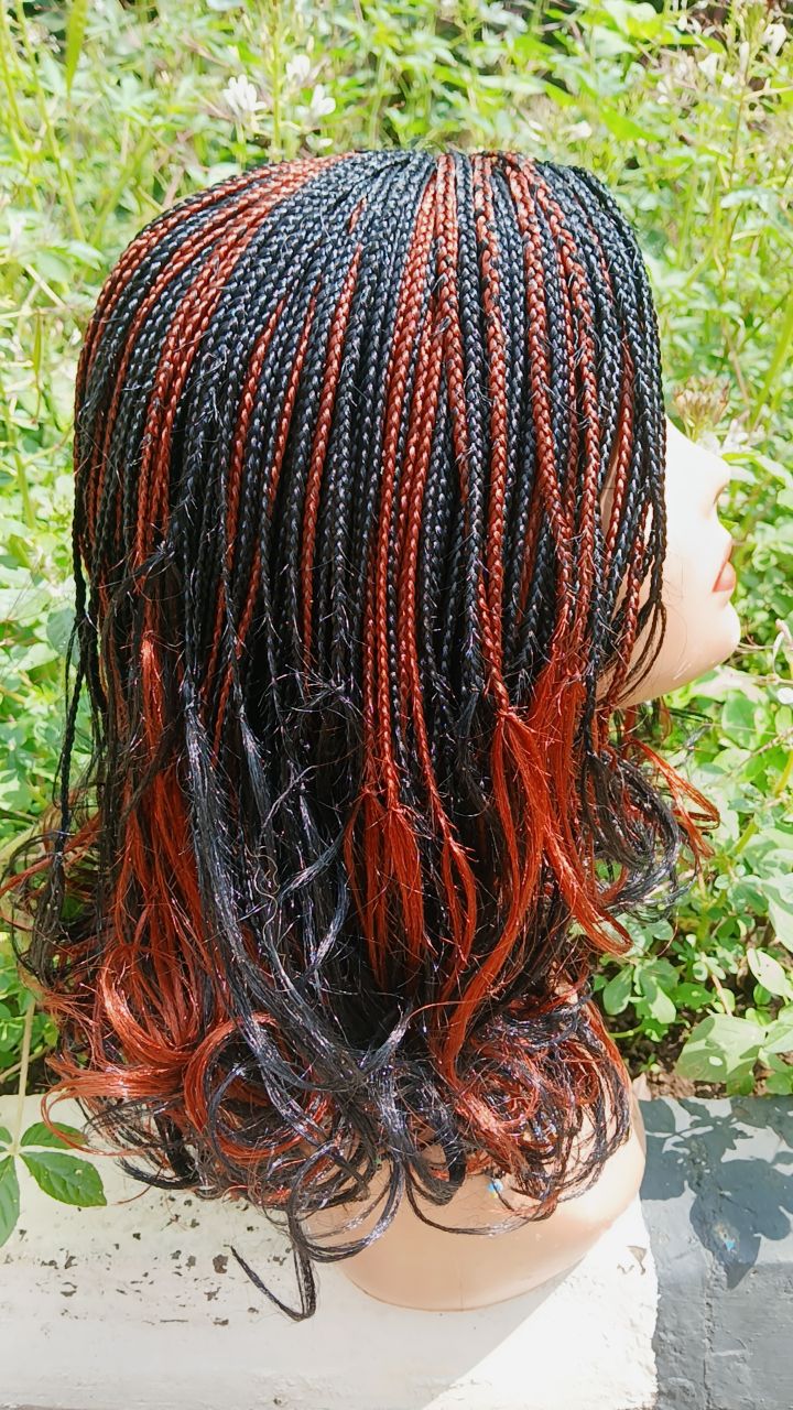 Closure Ponytail Braided Wig — Two-Tone Auburn