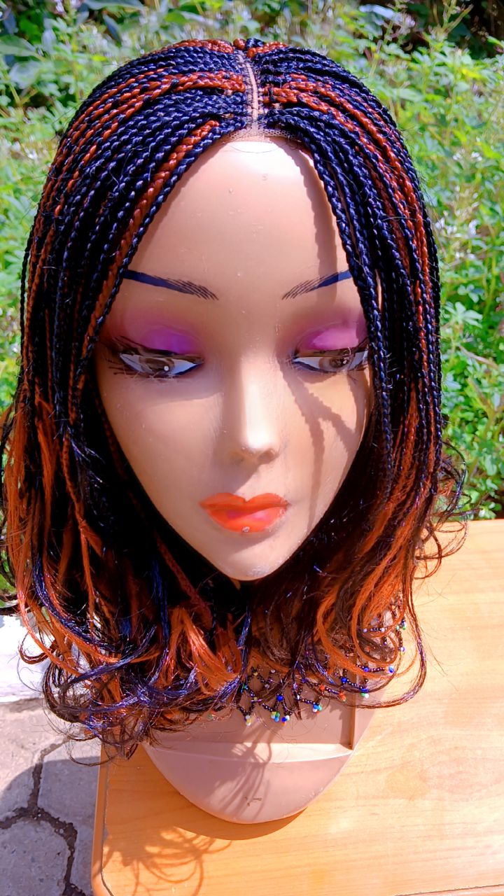 Closure Ponytail Braided Wig — Two-Tone Auburn