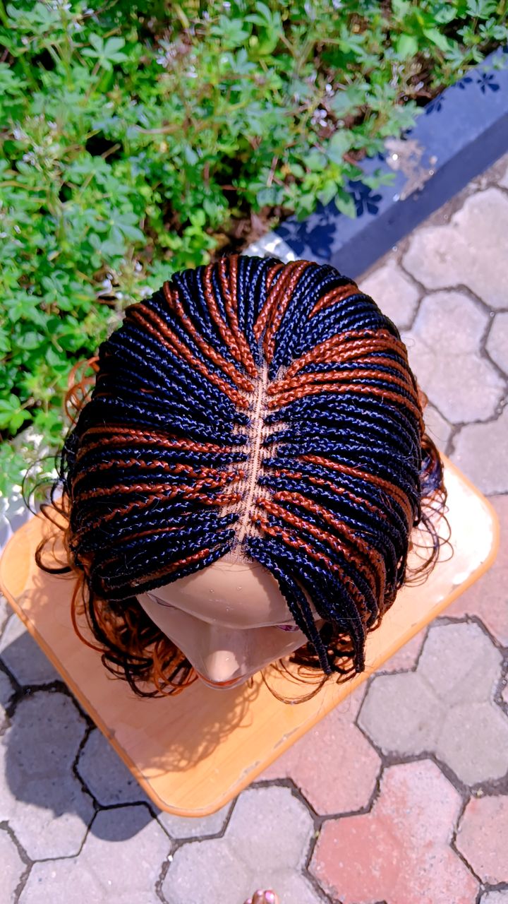 Closure Ponytail Braided Wig — Two-Tone Auburn