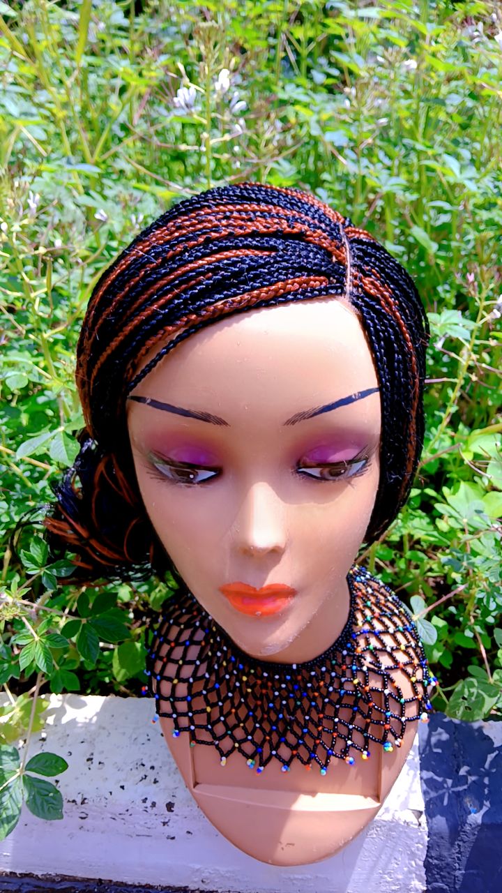 Closure Ponytail Braided Wig — Two-Tone Auburn