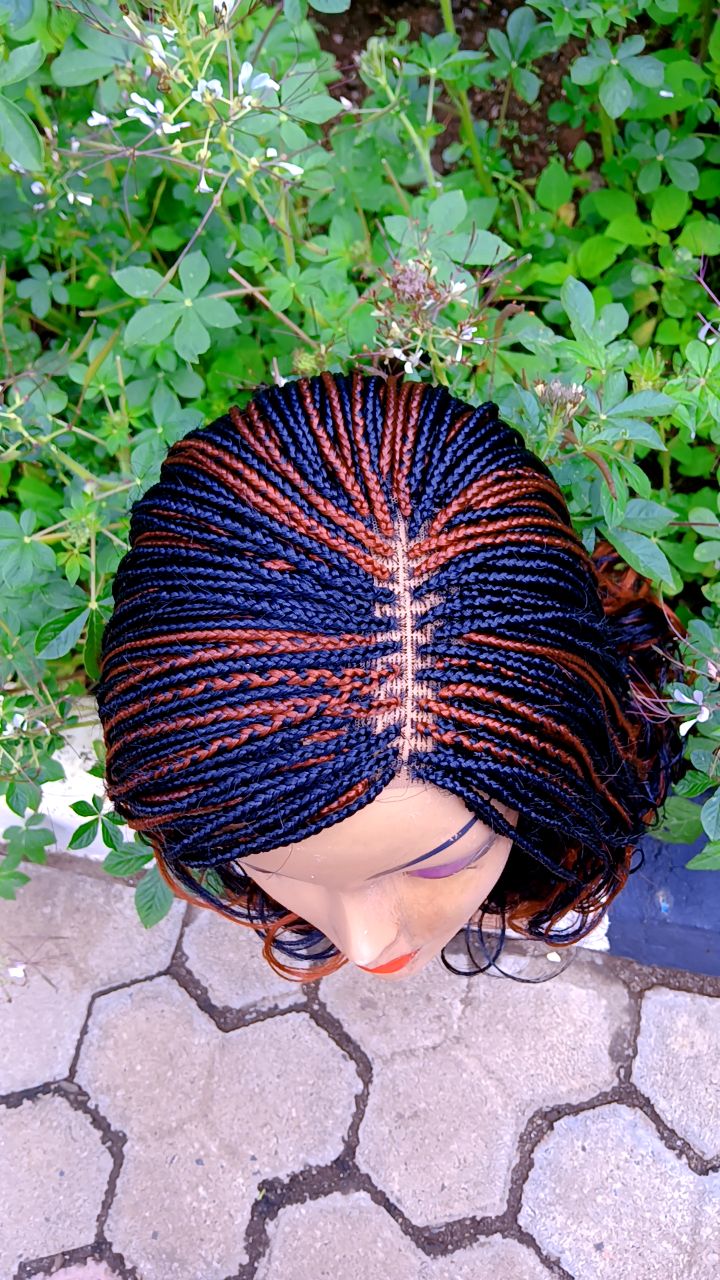 Closure Ponytail Braided Wig — Two-Tone Auburn